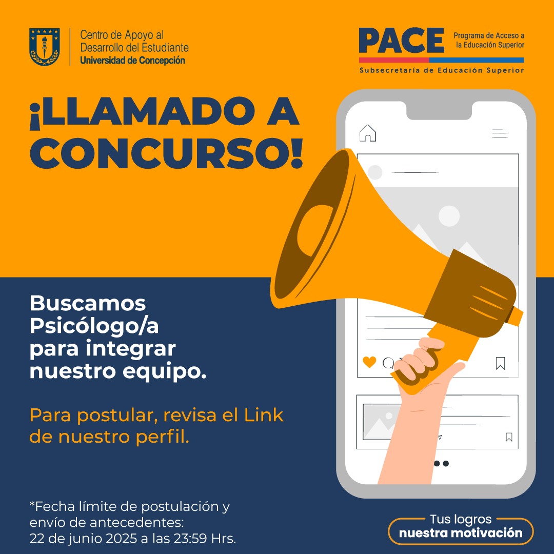 Llamado a concurso profesional: Buscamos psicólogo/a educacional para nuestro equipo CADE-PACE UdeC