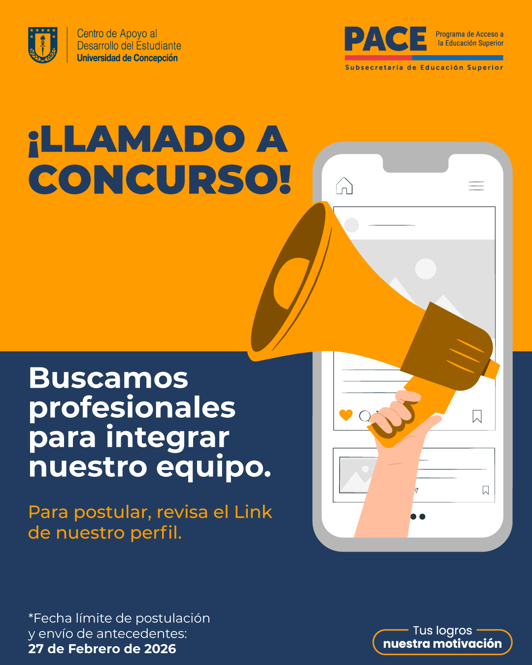 Llamado a concurso: Buscamos profesionales para integrar nuestro equipo PEM del Programa PACE UdeC